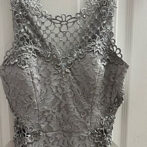 Elegant Gray Lace Mini Dress
